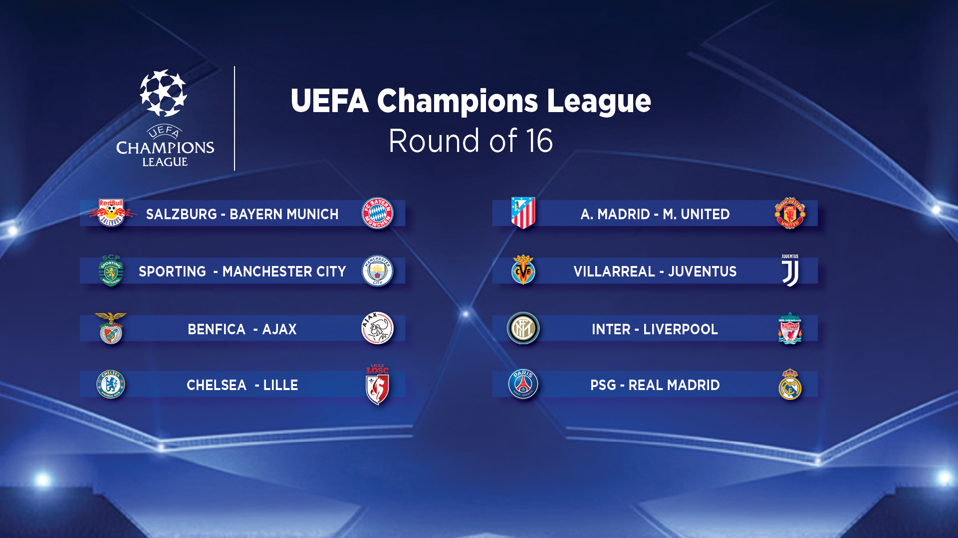 Champions League 2022 - Round Of 16 Picture - Helpbet.com